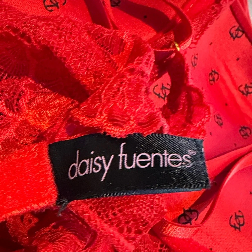 Daisy Fuentes Red Lace Chemise babydoll lingerie dress sz Large - Picture 4 of 5